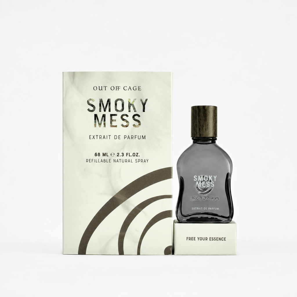 SMOKY MESS, flacone con confezione in formato 1:1